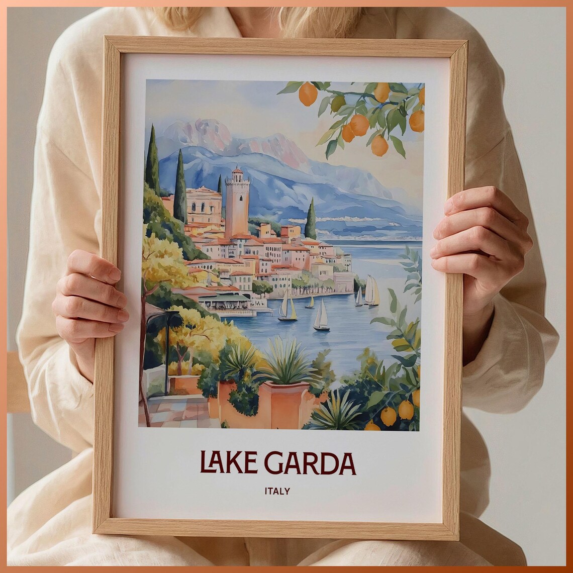 Lake Garda Travel Print Minimalist Lake Garda Poster Italy Art Pastel Cityscape Art Retro Travel Decor Id 514 C35 333