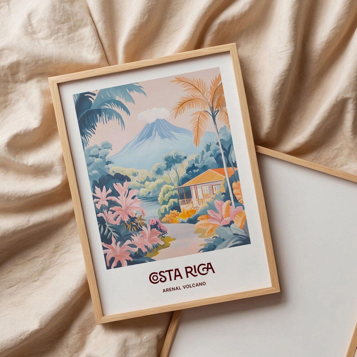 Costa Rica Arenal Volcano Rainforest Cabin Travel Art Poster - Image 3
