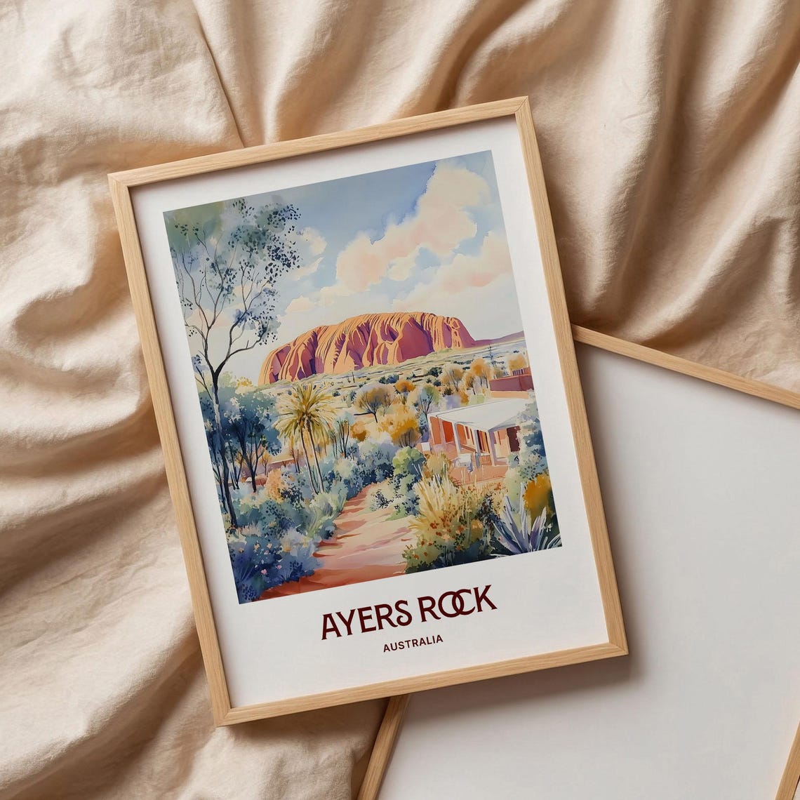 Ayers Rock Uluru Australia Outback Desert Pastel Landscape Poster - Image 3