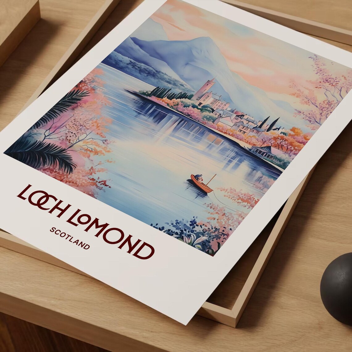 Loch Lomond Scotland Lake Village Castle Watercolor Highlands Poster - Image 2