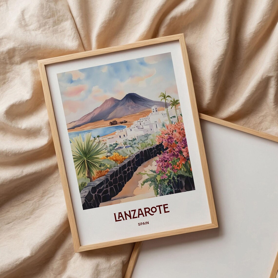 Lanzarote Spain Volcanic Island Watercolor Poster Canary Islands - Image 3