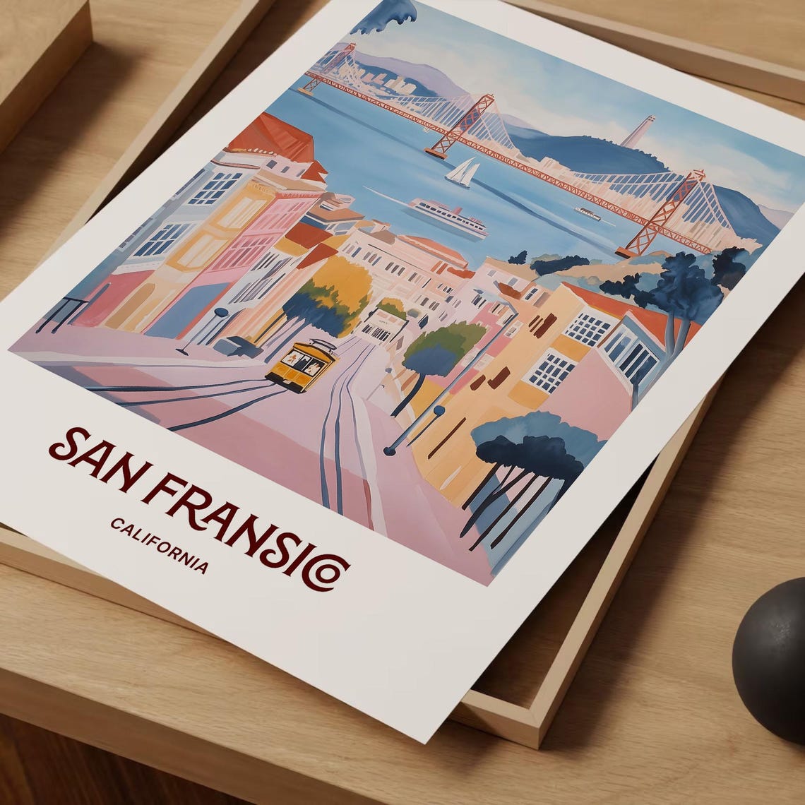 San Francisco California Golden Gate Bridge Cable Car Poster - Image 2