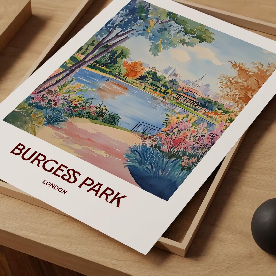 Burgess Park London Pond Gardens Watercolor Urban Oasis Travel Poster - Image 2