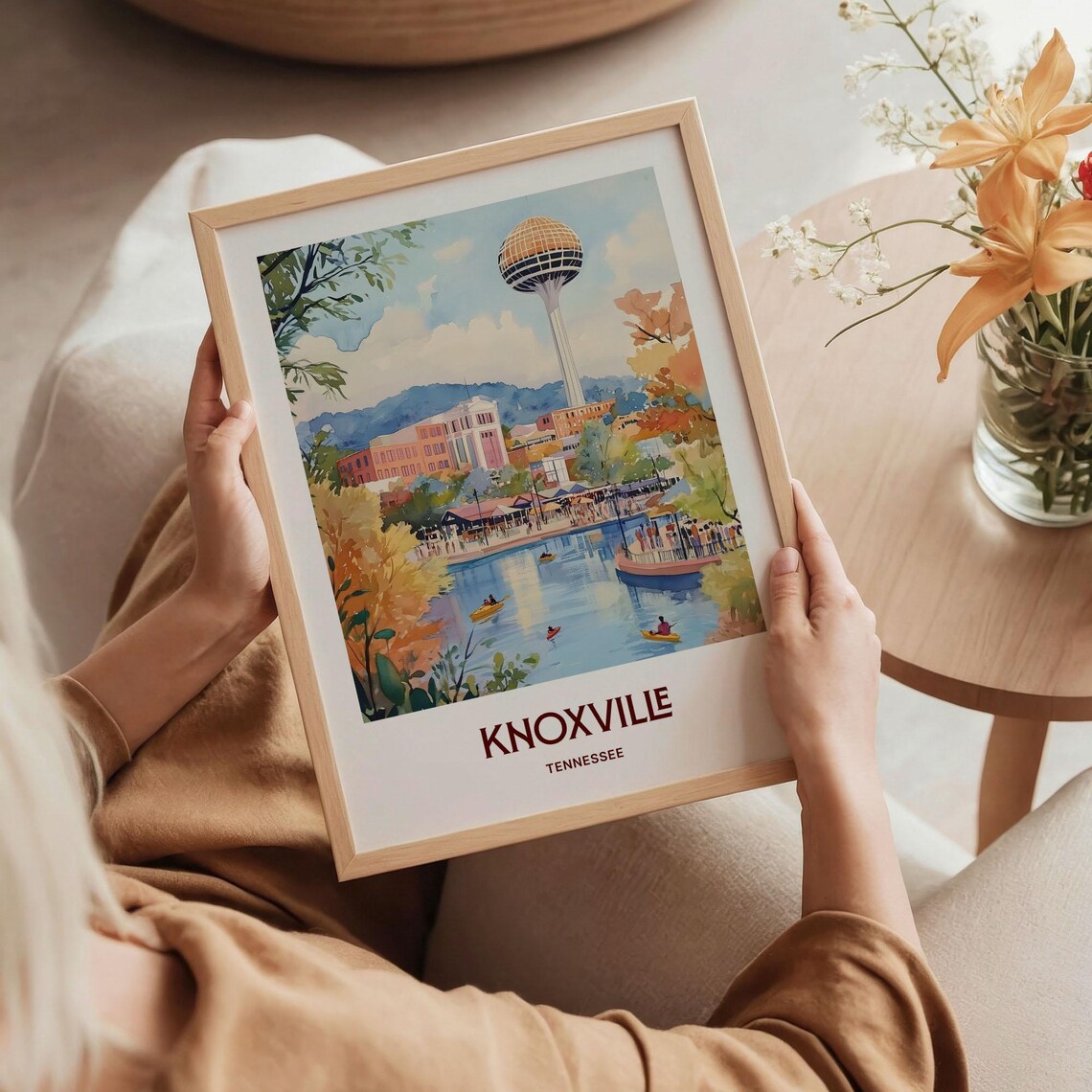 Knoxville Sunsphere Waterfront Tennessee Watercolor Travel Poster - Image 5
