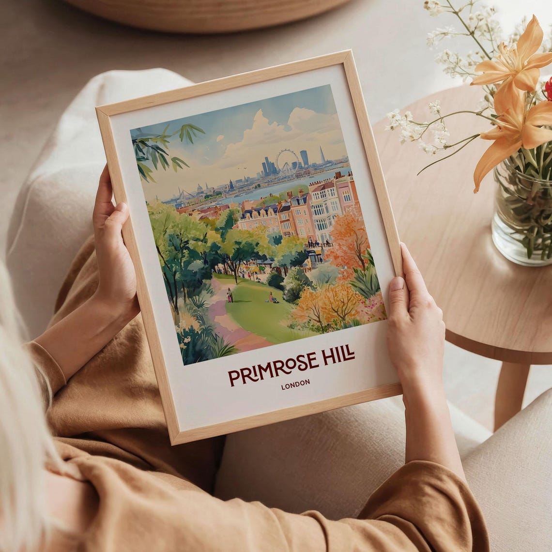 Primrose Hill London Park Skyline Watercolor Poster Thames View - Image 5