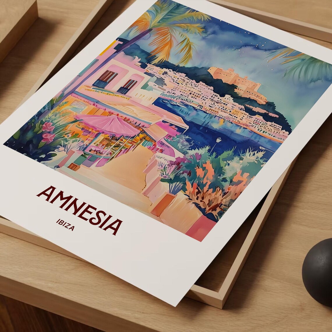 Amnesia Ibiza Nightclub Island Night Watercolor Travel Poster - Image 2
