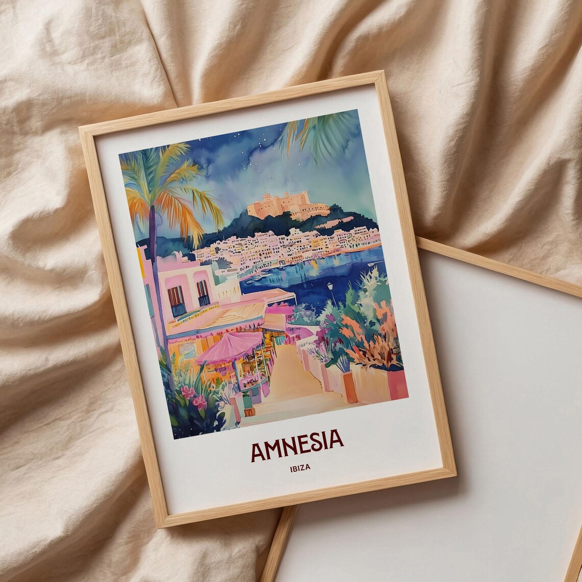 Amnesia Ibiza Nightclub Island Night Watercolor Travel Poster - Image 3
