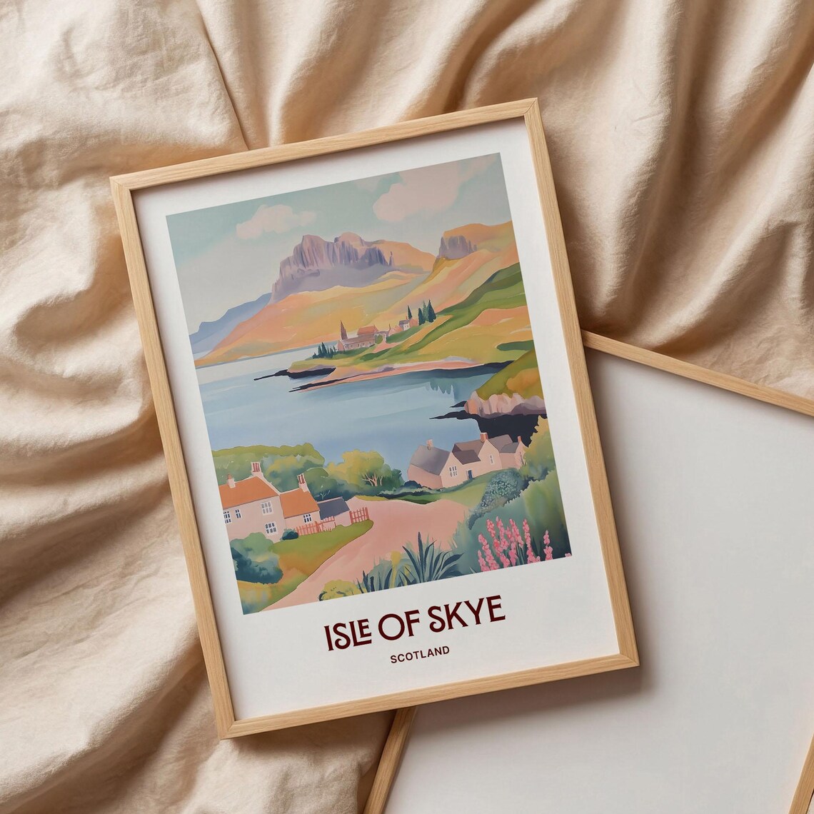 Isle of Skye Scotland Pastel Coastal Landscape Travel Poster - Image 3