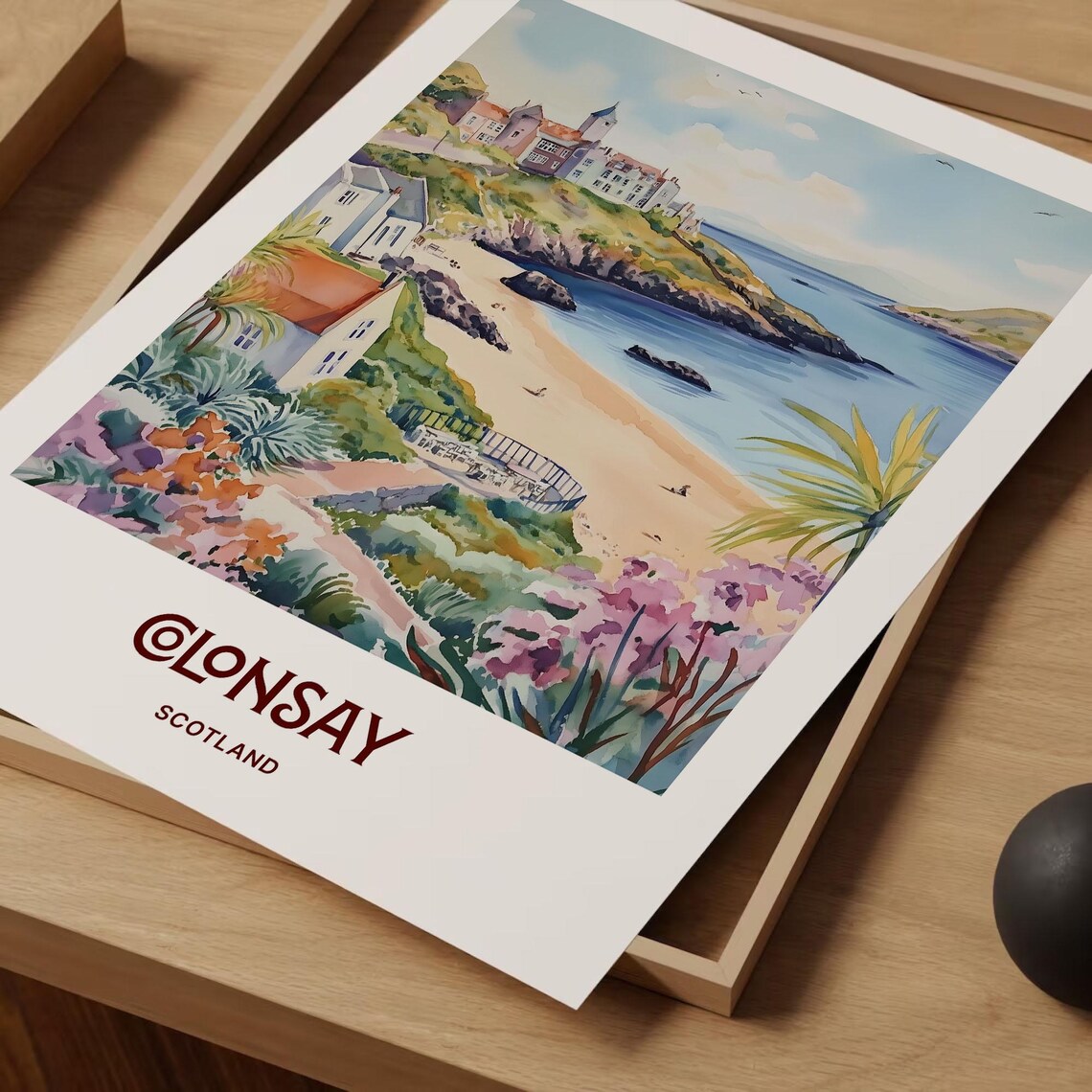 Clonsay Scotland Coastal Village Beach Watercolor Island Poster - Image 2