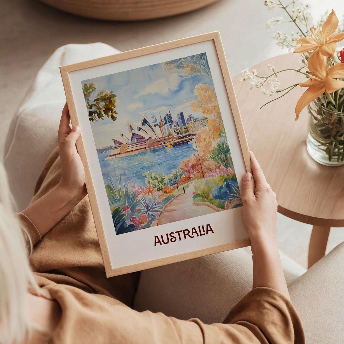 Australia Sydney Opera House Harbor Watercolor Iconic Travel Poster Art - Image 5