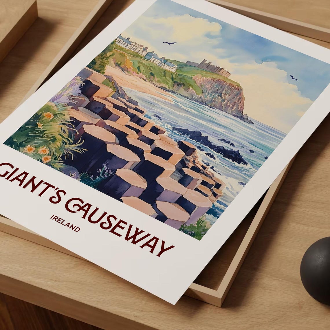 Giants Causeway Ireland Basalt Rock Columns Seaside Travel Poster - Image 2