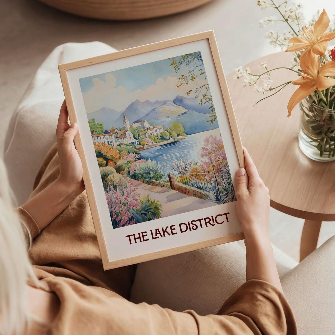 The Lake District England Pastel Lakeside Village Fells Poster - Image 5