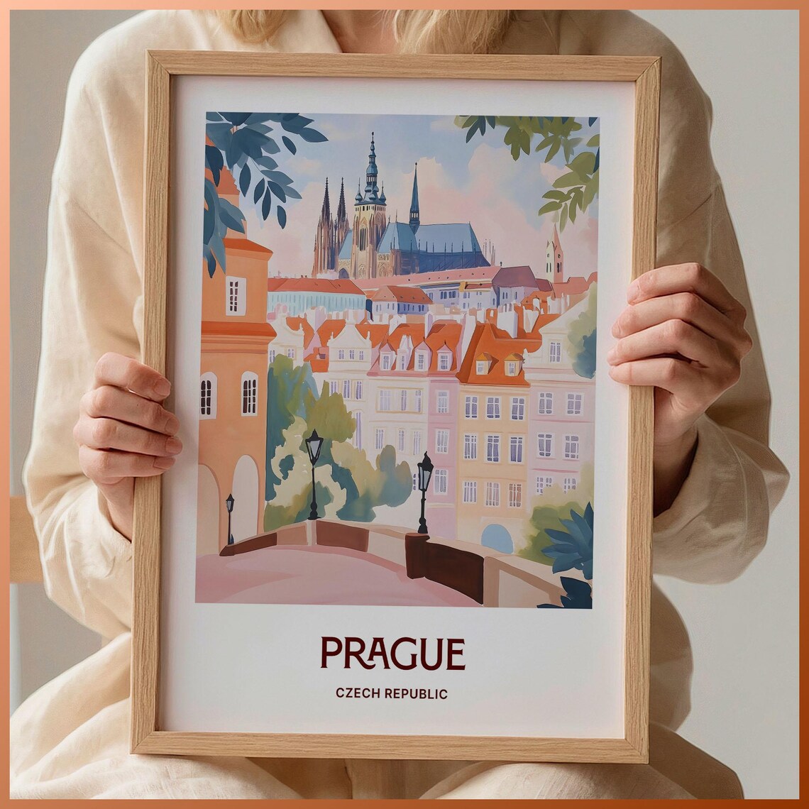 Prague Czech Republic St Vitus Cathedral Charles Bridge Poster