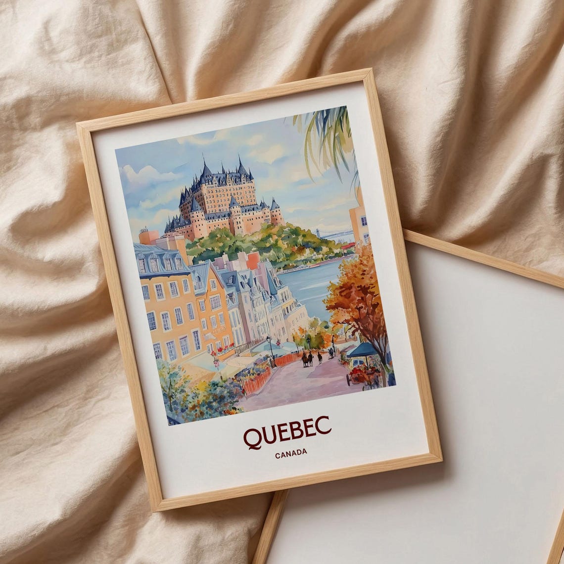 Quebec Canada Watercolor Chateau Frontenac River View Poster - Image 3