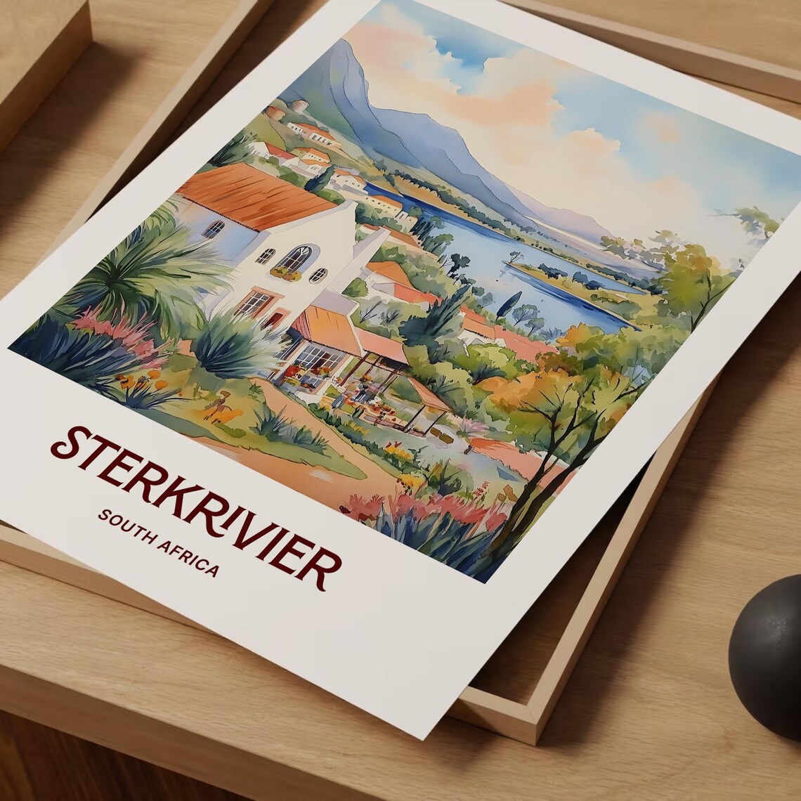 Sterkrivier South Africa Lakeside Garden Cottage Pastel Art Poster - Image 2
