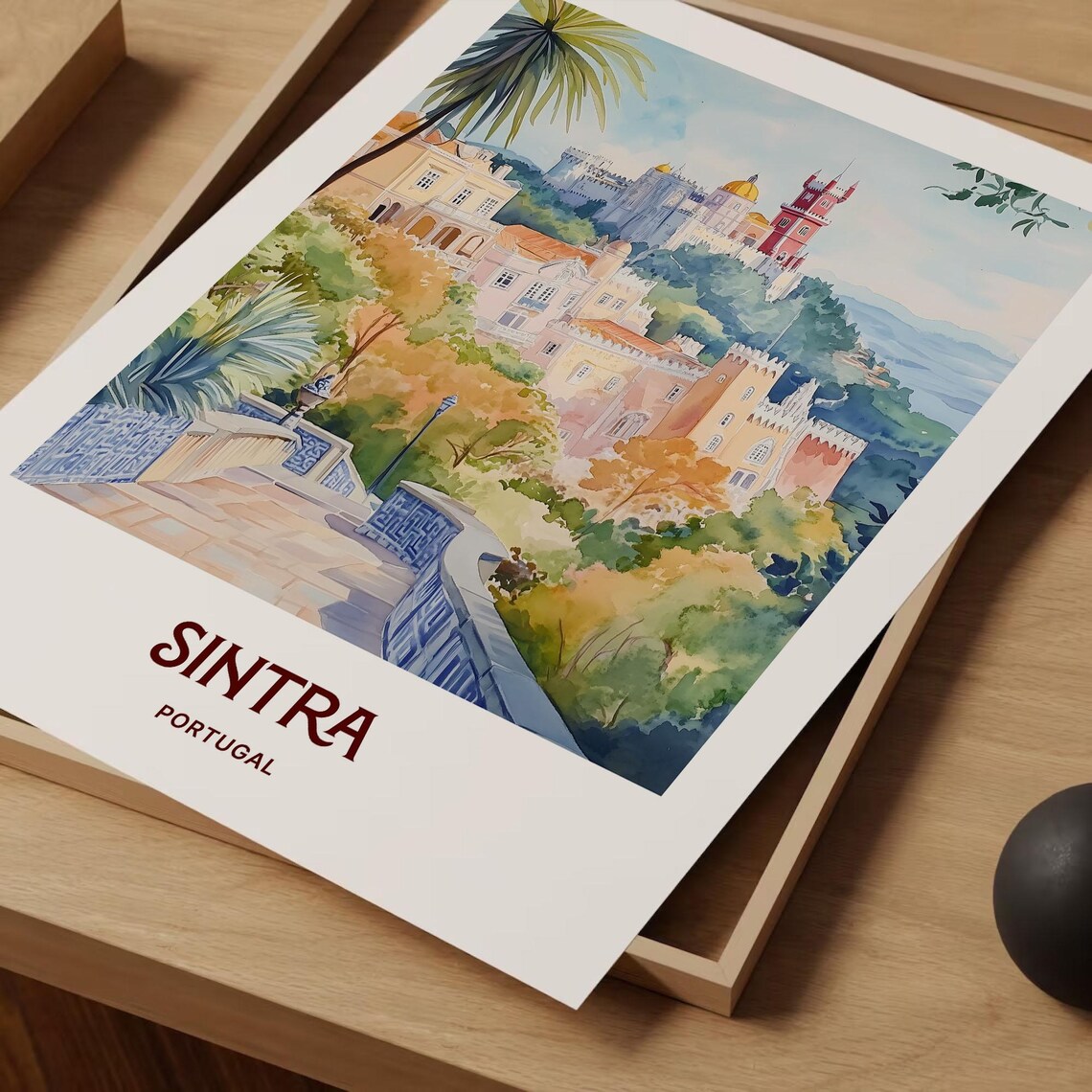 Sintra Portugal Pena Palace Hilltop Watercolor Travel Poster - Image 2