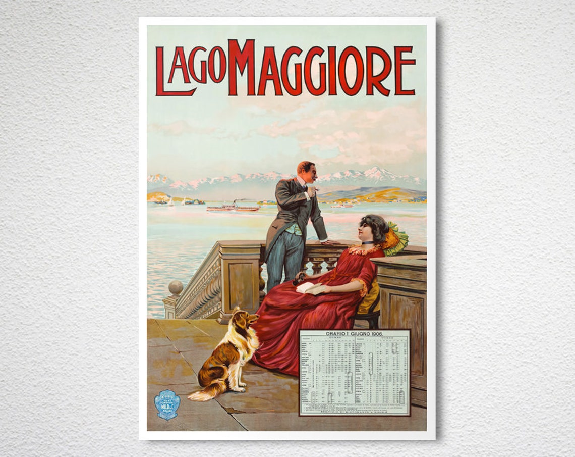 Lago Maggiore Vintage Belle Epoque Terrace Scene Travel Poster - Image 2