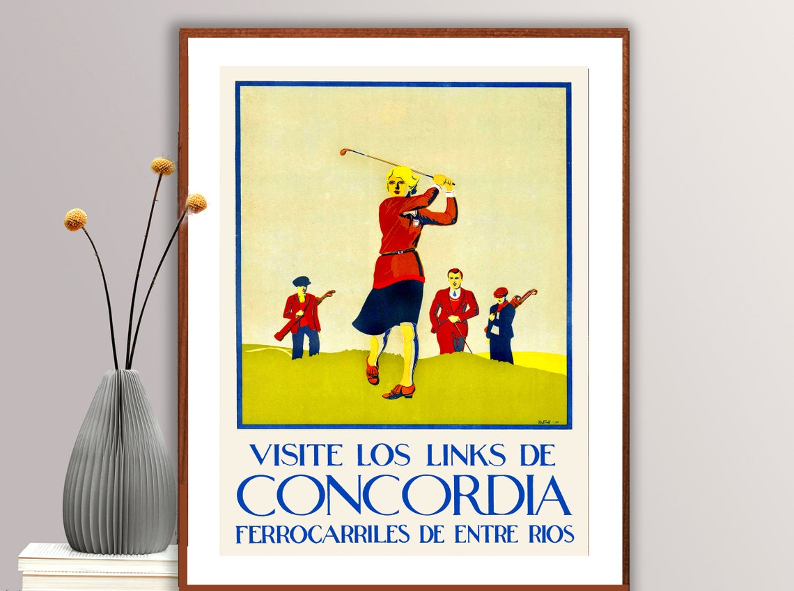 Visite los Links de Concordia Golf Vintage Argentine Railway Poster