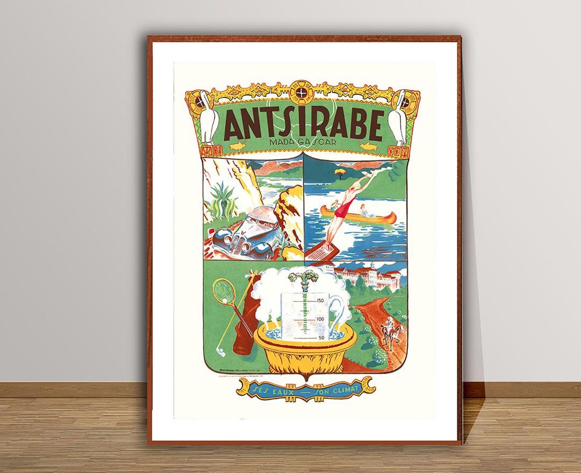 Antsirabe Madagascar Spa Town Thermal Baths Vintage Travel Poster - Image 2