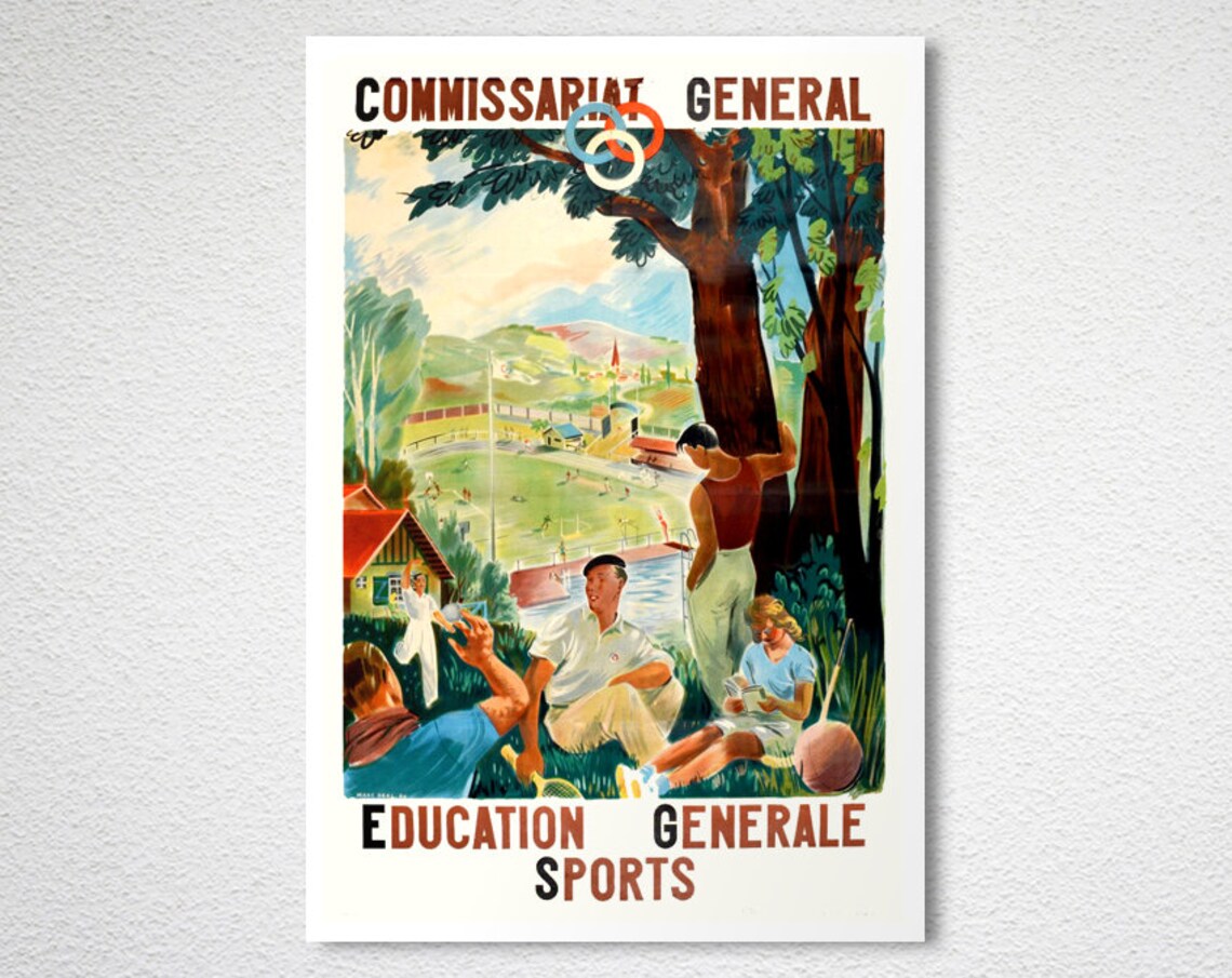 Éducation Générale Sports Vintage French Tennis Olympics Poster - Image 2