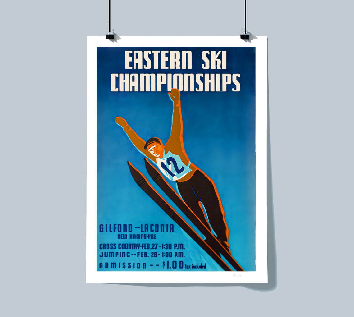 Eastern Ski Championships New Hampshire Ski Jump Vintage Sport Poster - Image 2