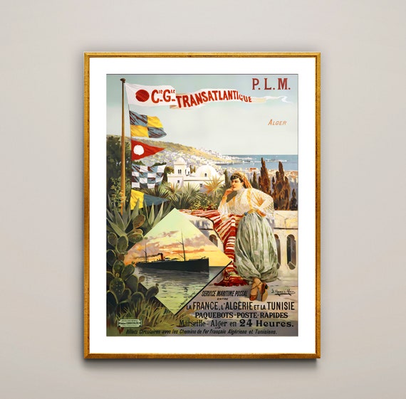 Cie Gle Transatlantique Alger Vintage Travel Poster Poster Paper Or Print Gift Idea Wall Decor