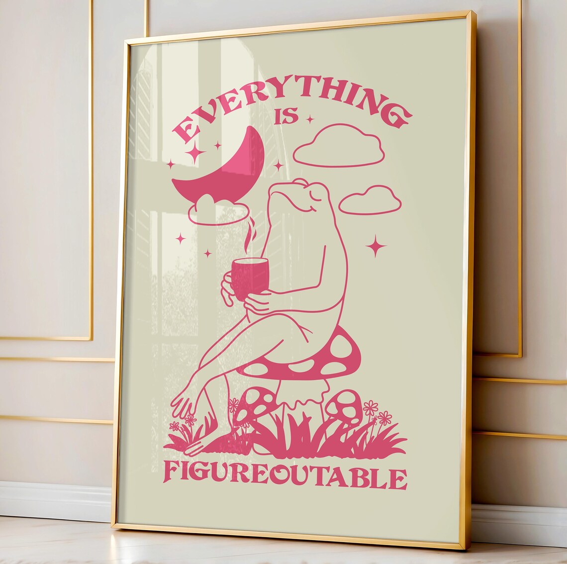 Everything Is Figureoutable Quote Poster, Frog Print