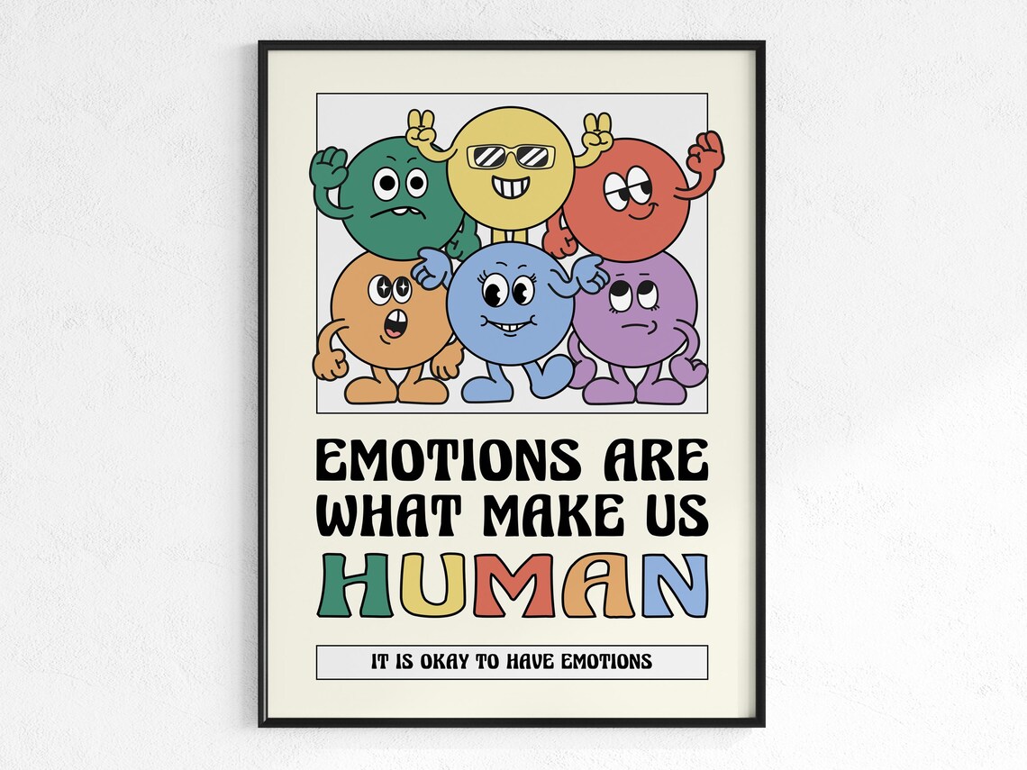 Emotions Make Us Human Retro Motivation Poster Print - Image 3