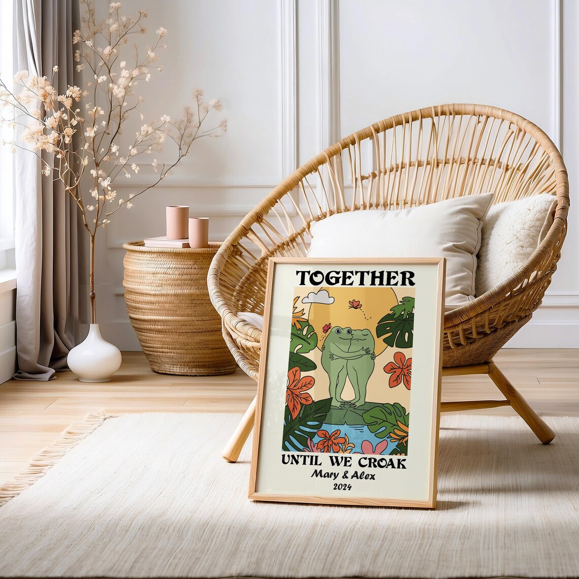 Personalized Wedding Frog Print, Romantic Quote Poster - Image 2
