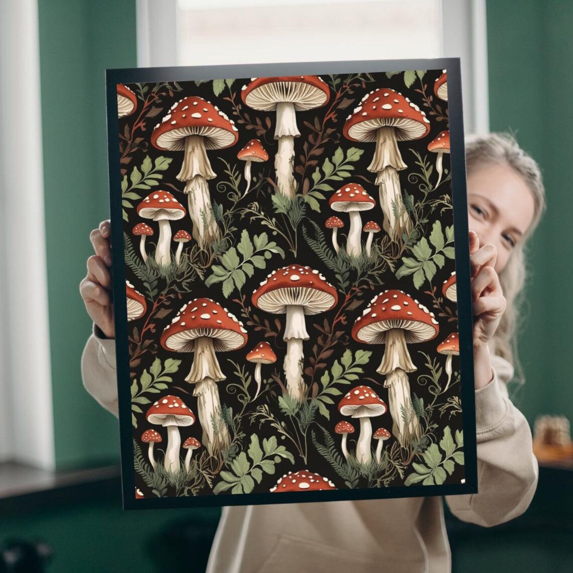 Vintage Mushroom Collage, Toadstool Fungi Art Print