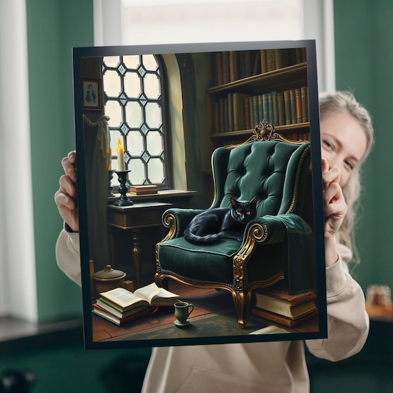 Gothic Cat Library Puzzle Dark Fantasy Jigsaw 1102525201014piece