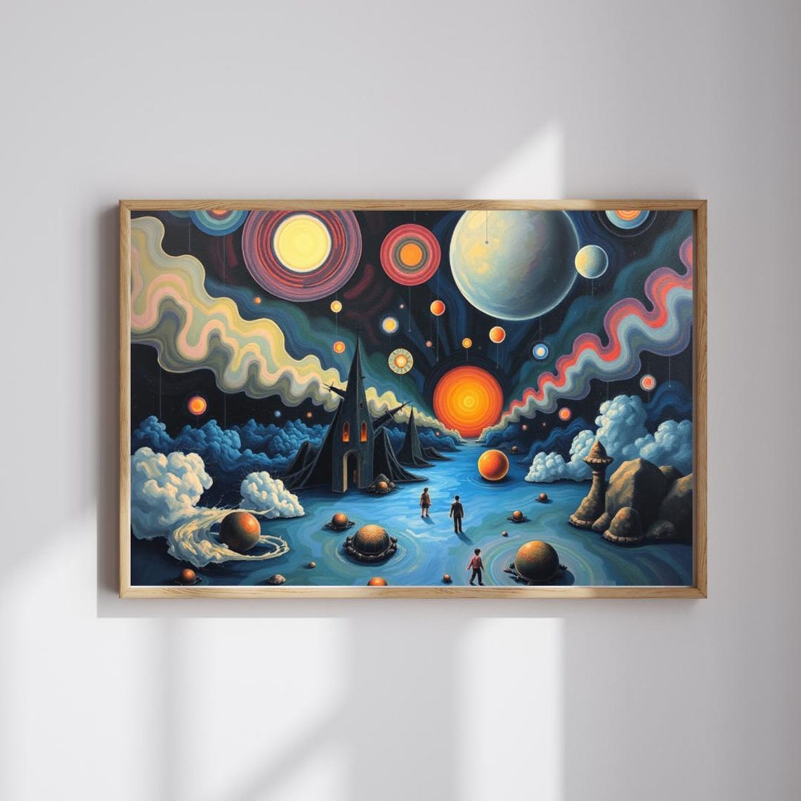 Cosmic Space Fantasy Planets Floating Islands Surreal Wall Art