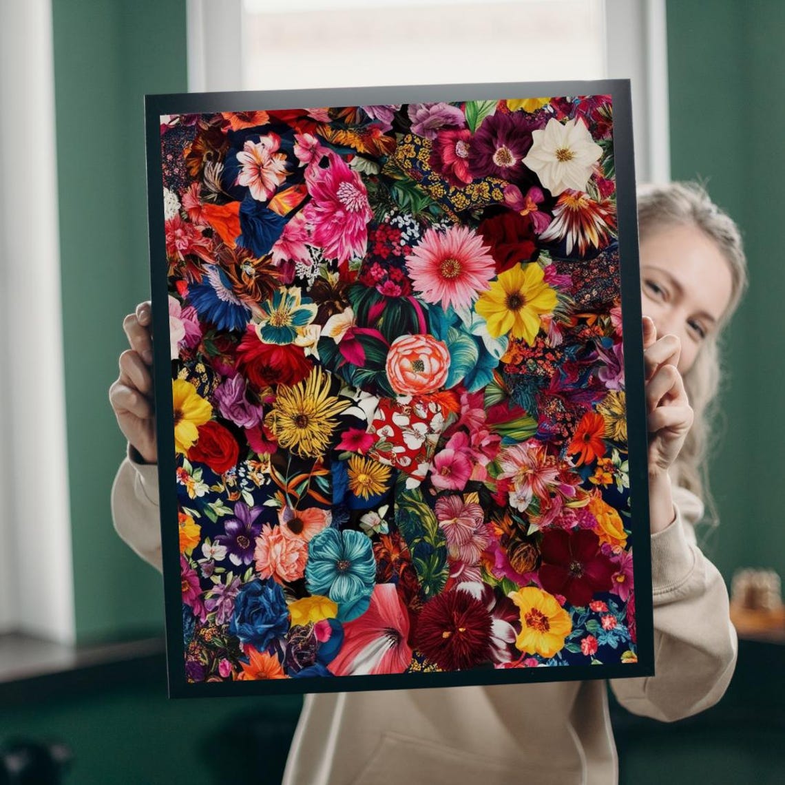 Lush Colorful Floral Bloom Collage Botanical Flower Wall Poster
