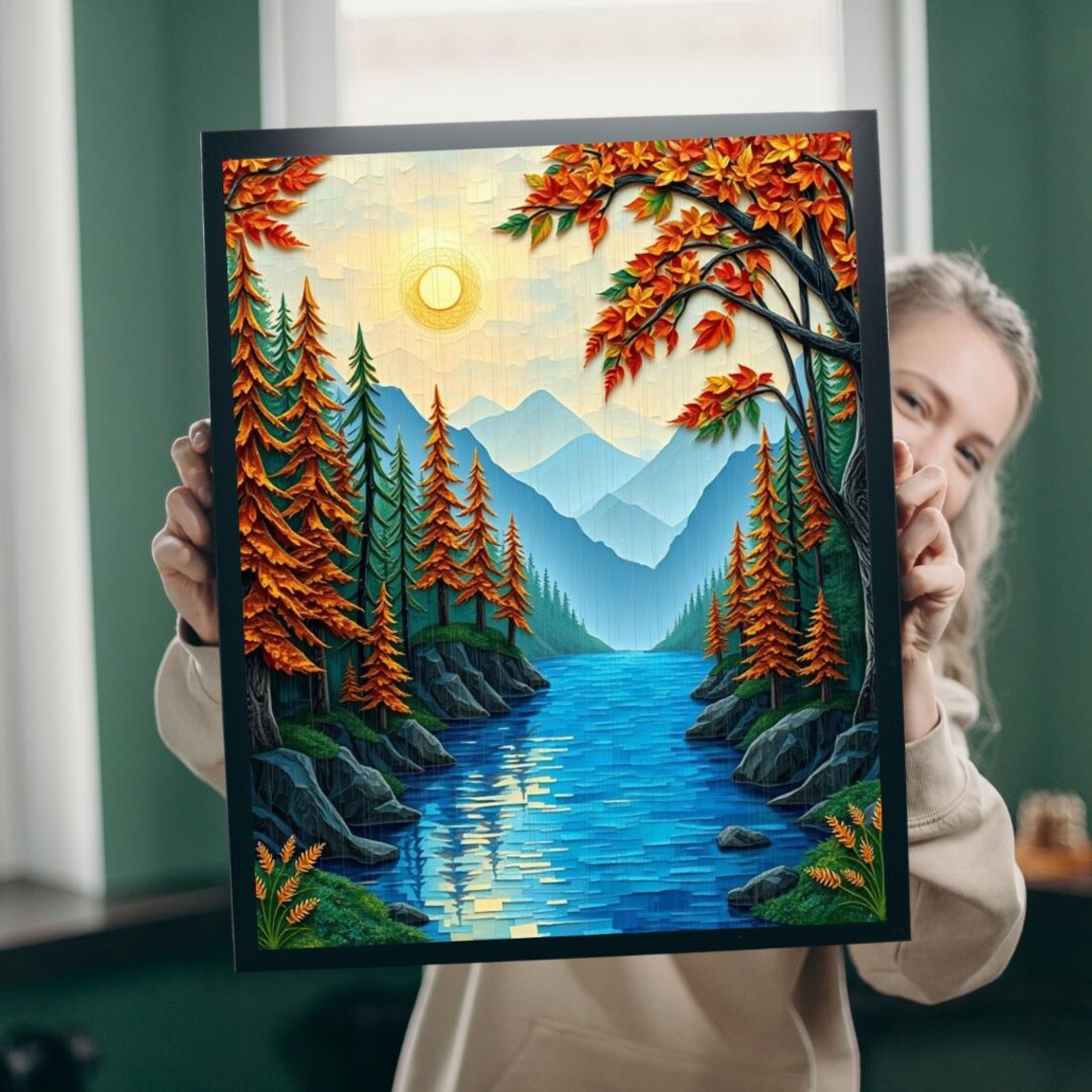 Enchanted Forest Sunrise Mosaic Art Print