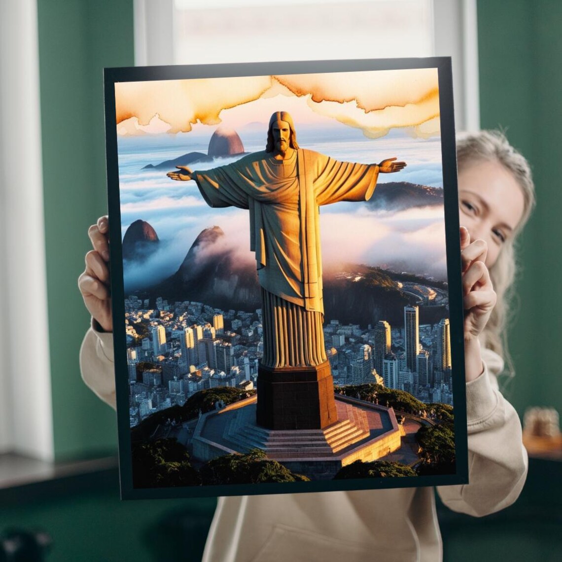 Christ the Redeemer Rio de Janeiro Sunrise Landmark Photo Poster