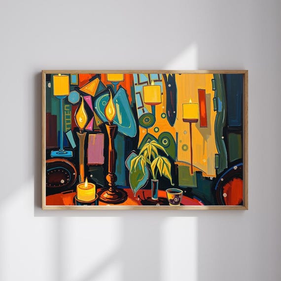 Colorful Candlelit Jigsaw Puzzle Abstract Home Entertainment