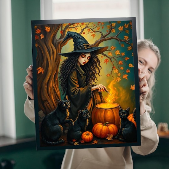 Witchy Cauldron Jigsaw Puzzle Catspell Halloween Scene