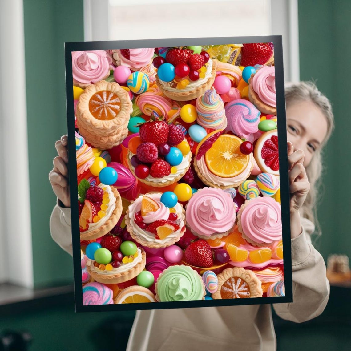 Colorful Candy Dessert Collage Sweet Treats Pastel Sweets Wall Art