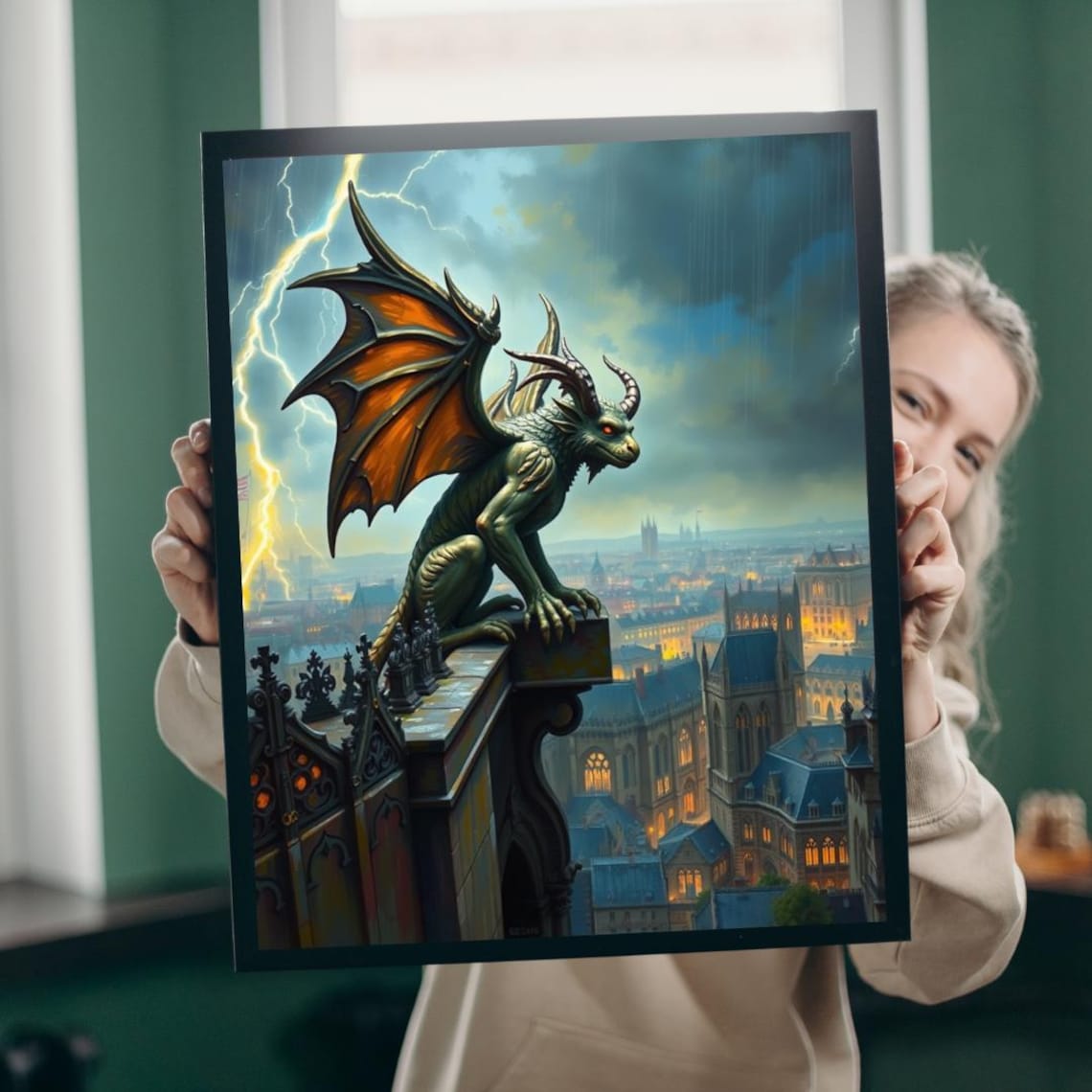 Gothic Gargoyle Fantasy Brain Teaser Art Print