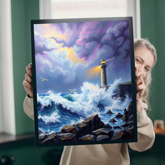 Lighthouse Waves Puzzle Coastal Home Decor