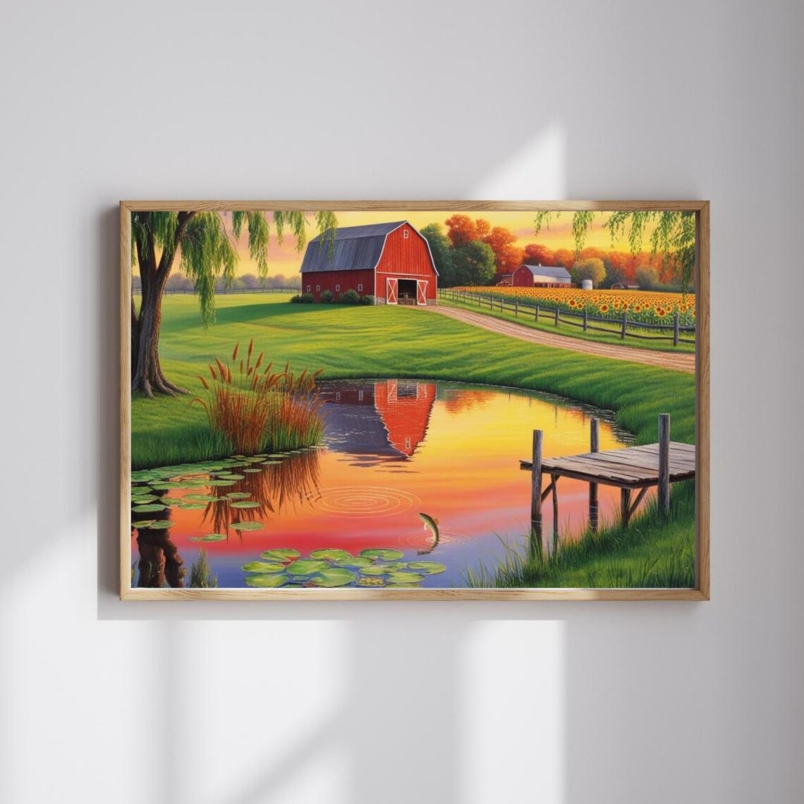 Farm Pond Scenic Landscape, Poster Print