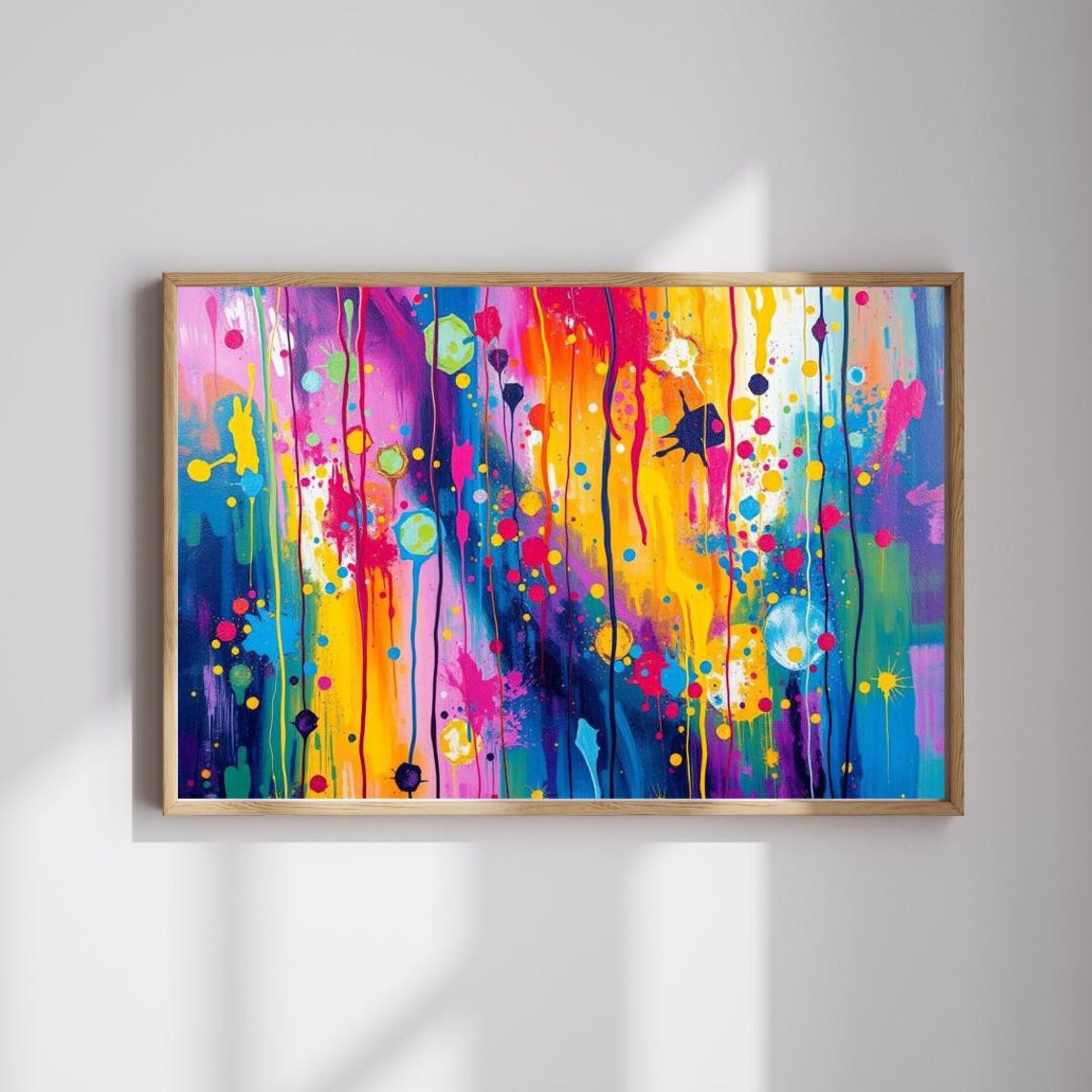 Colorful Paint Drip Abstract Art Vibrant Splatter Rainbow Poster