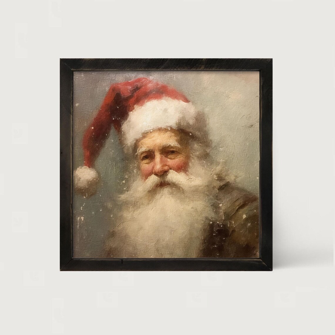 Santa Portrait, Snowy Christmas Art Print