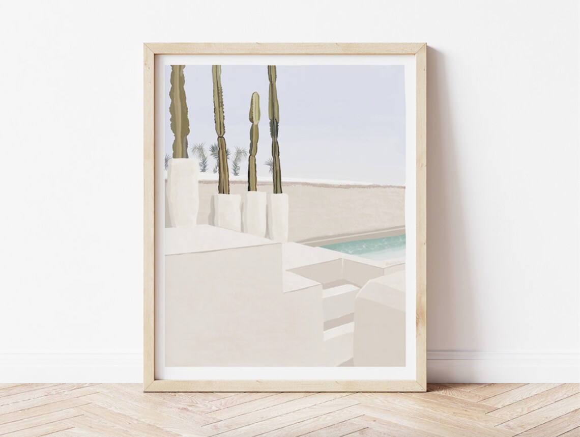 Moroccan Cactus Wall Art Print, Morocco Poster