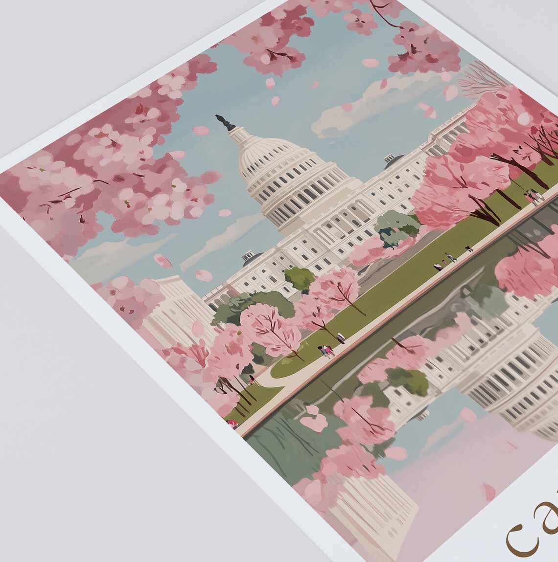 Capitol Hill Washington Cherry Blossom Art Print - Image 3