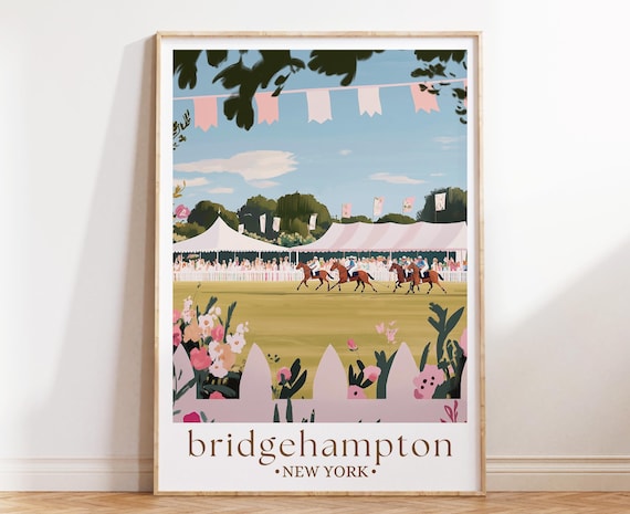 Bridgehampton New York Polo Match Pink Flags Equestrian Sport Poster