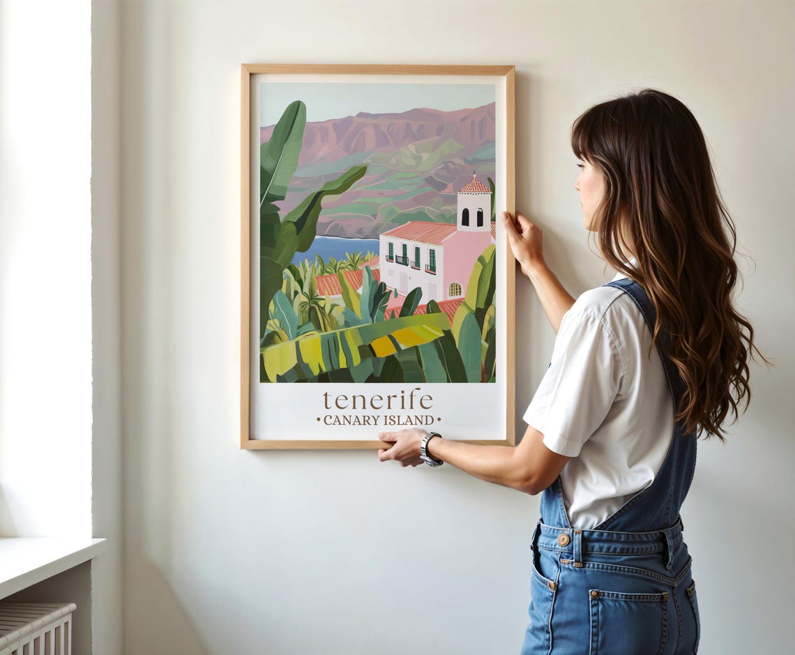 Tenerife Canary Islands Travel Poster Spain Coastal Wall Art Canary Island Art European Travel Decor Island Getaway Gift Tenerife Art - Image 2