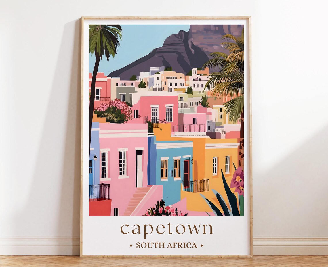 Cape Town South Africa Bo Kaap Colorful Street Travel Poster Art