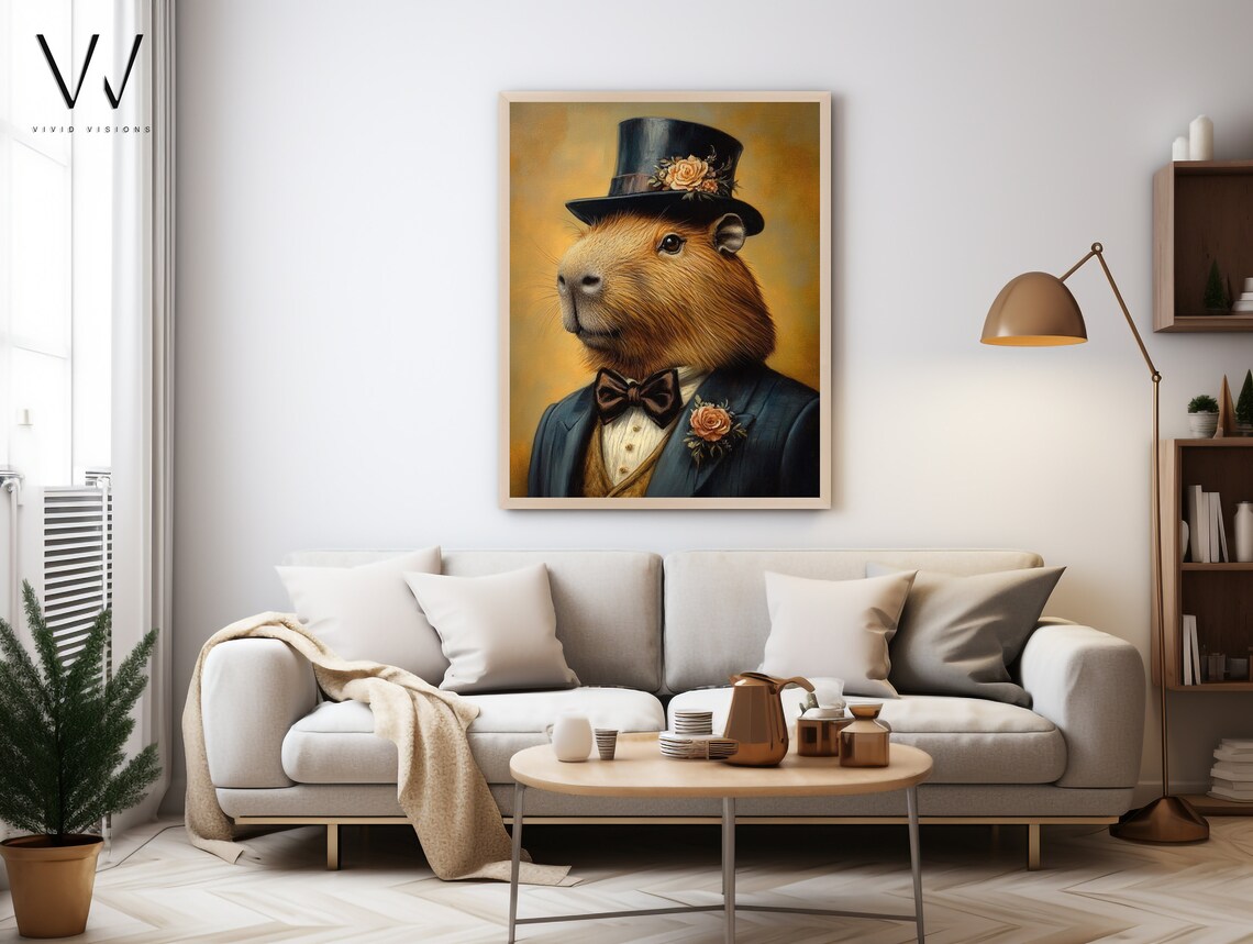 Vintage Aristocratic Capybara Portrait Art Print - Image 3
