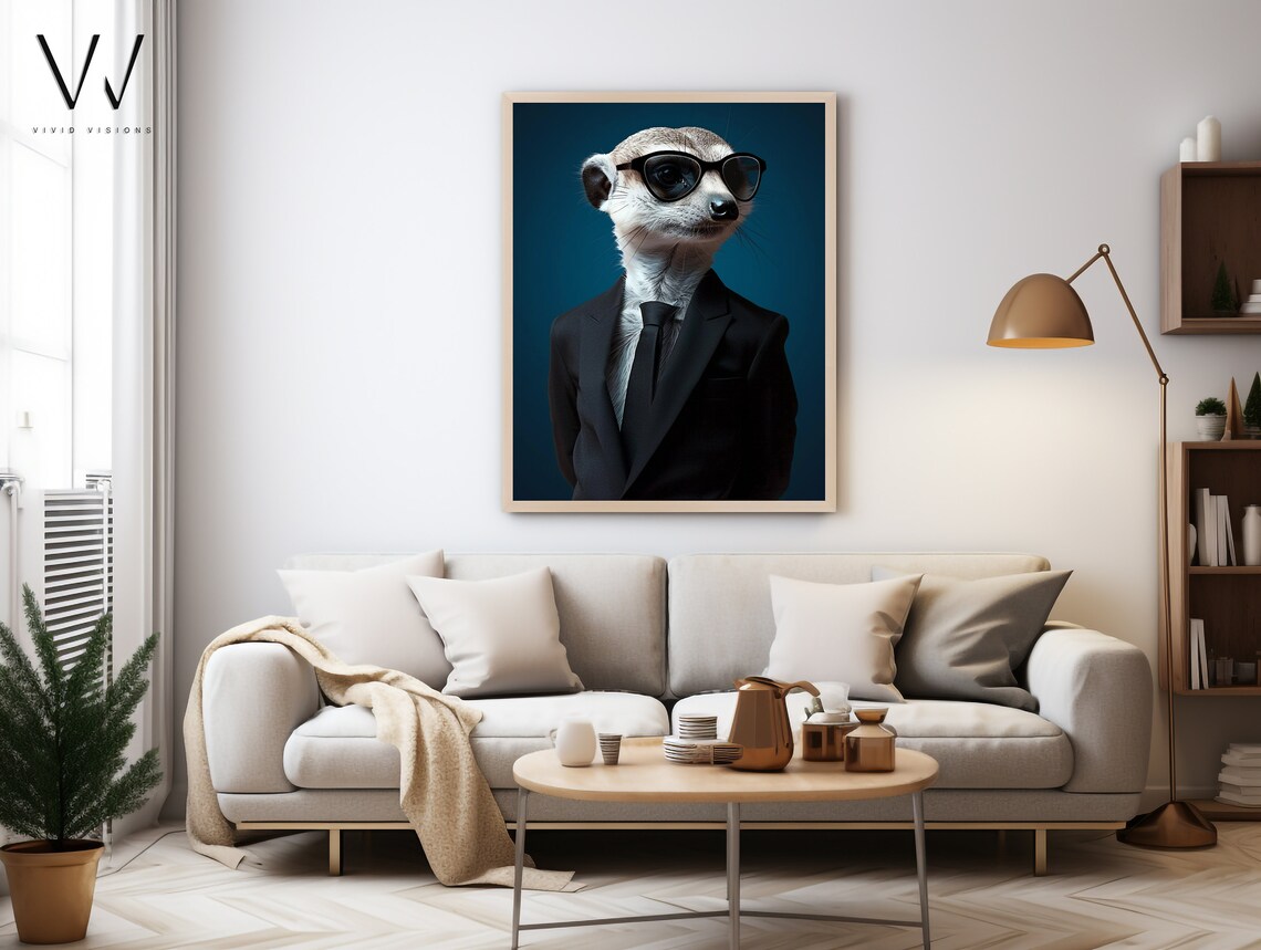 Meerkat in Black Suit Sunglasses Secret Agent Funny Animal Poster - Image 4